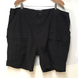 Boulder Creek Men 46 Big Shorts Black Cargo 100% Cotton Elastic Waist Comfort